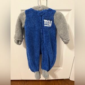 NFL NY GIANTS Blue and Gray fuzzy Warm One piece onesie with Logo